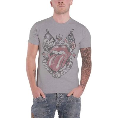 T-shirt grigio con collo rotondo dei The Rolling Stones - Unisex - Licenza ufficiale T-shirt grigio con collo rotondo dei The Rolling Stones - Unisex - Licenza ufficiale