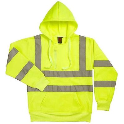 Warrior Mens Hi-Vis Pullover Hoodie - Hooded Reflective Safety Wear Warrior Mens Hi-Vis Pullover Hoodie - Hooded Reflective Safety Wear