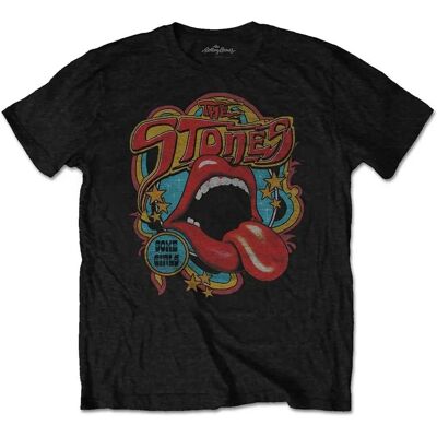 Rolling Stones Unisex 70s Vibe T-Shirt - Black - Size: 42/Regular/18/16 Rolling Stones Unisex 70s Vibe T-Shirt - Black - Size: 42/Regular/18/16