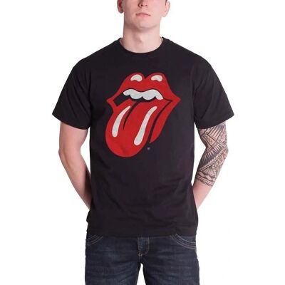 T-shirt Nero in Cotone con Logo dei Rolling Stones - Classico T-shirt Nero in Cotone con Logo dei Rolling Stones - Classico