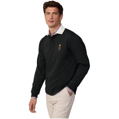 Hackett London Polo noir en coton à manches longues - Publicité Hackett London Polo noir en coton à manches longues - Publicité