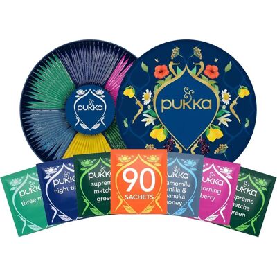 Coffret Thé Bio Pukka - 90 Sachets, 6 Saveurs - Relaxant & Matcha - Publicité Coffret Thé Bio Pukka - 90 Sachets, 6 Saveurs - Relaxant & Matcha - Publicité