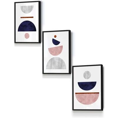 ARTZE - Navy Pink Mid Century Geometric Wall Art ARTZE - Navy Pink Mid Century Geometric Wall Art