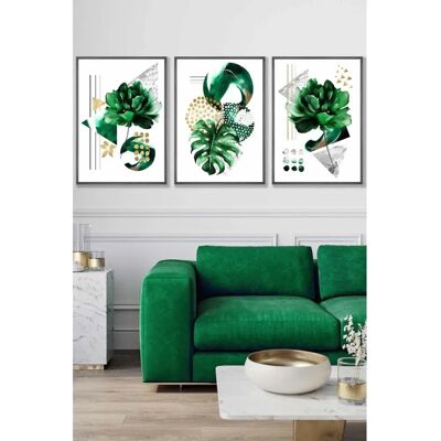ARTZE - Abstract Green Gold Botanical Framed Wall Art ARTZE - Abstract Green Gold Botanical Framed Wall Art