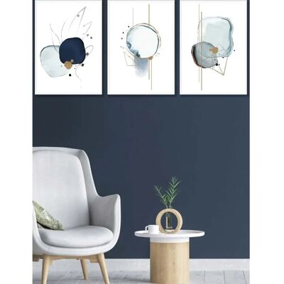 ARTZE - Abstract Blue Winter Moods Angel - 45x62 cm - Framed - 3 pcs - Wall Art ARTZE - Abstract Blue Winter Moods Angel - 45x62 cm - Framed - 3 pcs - Wall Art
