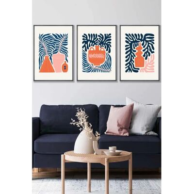 ARTZE - Wall Art - Pink Navy Boho - Dark Grey Frame ARTZE - Wall Art - Pink Navy Boho - Dark Grey Frame