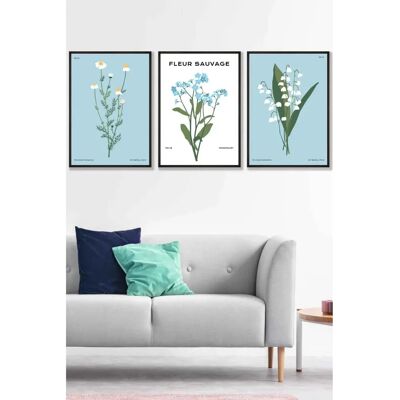 ARTZE - Blue Spring Wild Flower Market - Set of 3 - Wall Art ARTZE - Blue Spring Wild Flower Market - Set of 3 - Wall Art