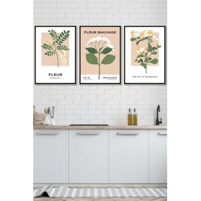 ARTZE - Vintage Wild Flower Market - Yellow - Black Frame - Wall Art ARTZE - Vintage Wild Flower Market - Yellow - Black Frame - Wall Art