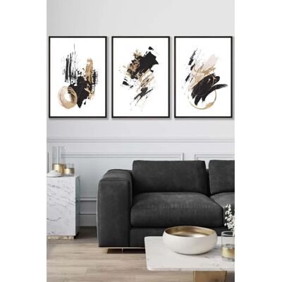 ARTZE - Set3 Black Framed Abstract - Oil - Strokes - Wall Art ARTZE - Set3 Black Framed Abstract - Oil - Strokes - Wall Art