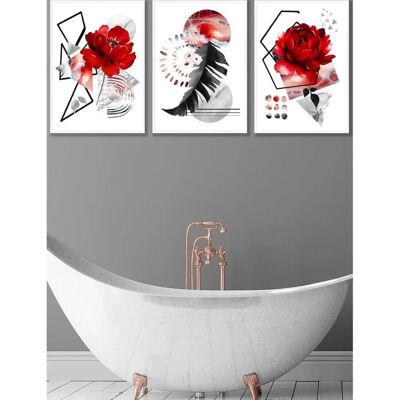 ARTZE - Abstract Red Botanical - Wall Art ARTZE - Abstract Red Botanical - Wall Art