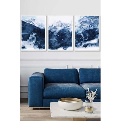 ARTZE - Abstract Navy Blue Mountains - Navy Blue - Large - Framed Art ARTZE - Abstract Navy Blue Mountains - Navy Blue - Large - Framed Art