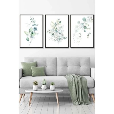 ARTZE - Eucalyptus Set 3 - Black Framed Wall Art ARTZE - Eucalyptus Set 3 - Black Framed Wall Art