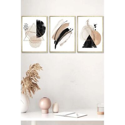ARTZE - Abstract Watercolour Shapes - Black Beige - Medium - Wall Art ARTZE - Abstract Watercolour Shapes - Black Beige - Medium - Wall Art