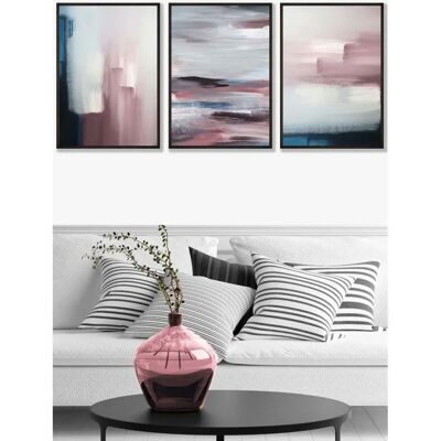 ARTZE Abstract Navy Blue Grey Blush Pink Oil - Medium Wall Art ARTZE Abstract Navy Blue Grey Blush Pink Oil - Medium Wall Art