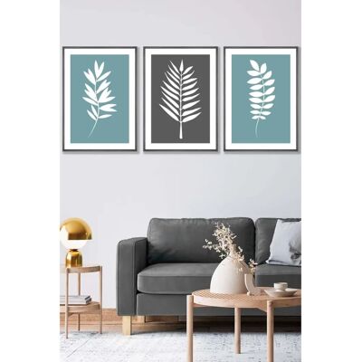 ARTZE - BlueGrey Leaves - Duck Egg Blue - Framed - Wall Art ARTZE - BlueGrey Leaves - Duck Egg Blue - Framed - Wall Art