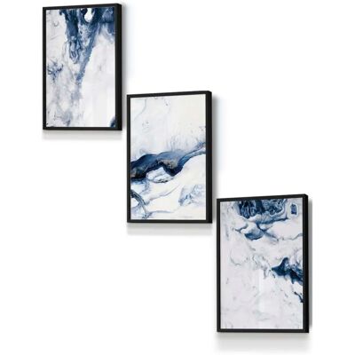 ARTZE - Navy Blue Abstract Ocean Waves - Framed Wall Art ARTZE - Navy Blue Abstract Ocean Waves - Framed Wall Art