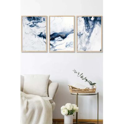 ARTZE - Navy Blue Abstract Ocean Waves - Medium - Wall Art ARTZE - Navy Blue Abstract Ocean Waves - Medium - Wall Art