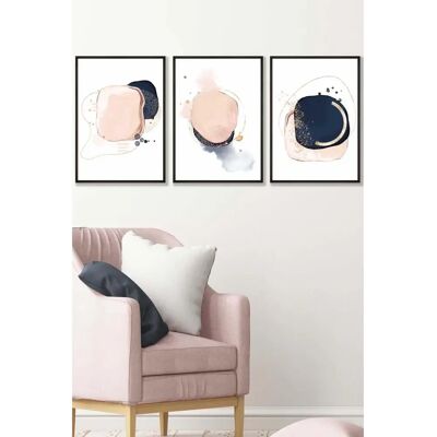 ARTZE - Abstract Watercolour Shapes - Navy Blue - Wall Art ARTZE - Abstract Watercolour Shapes - Navy Blue - Wall Art