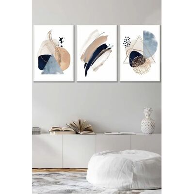 ARTZE - Framed Abstract Blue Beige Watercolour Shapes - Medium ARTZE - Framed Abstract Blue Beige Watercolour Shapes - Medium