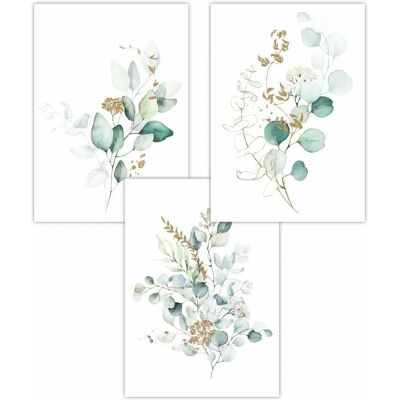 ARTZE - Set 1 - Green Blue Watercolour - Art Posters ARTZE - Set 1 - Green Blue Watercolour - Art Posters