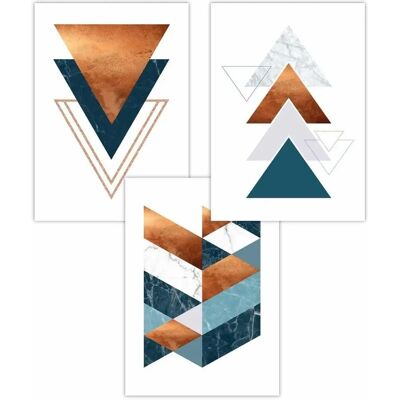ARTZE - Mid Century Teal Orange Abstract - Poster Set ARTZE - Mid Century Teal Orange Abstract - Poster Set