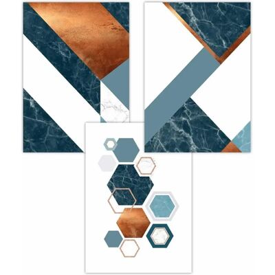 ARTZE - Abstract Teal Orange Geometric Art Posters ARTZE - Abstract Teal Orange Geometric Art Posters