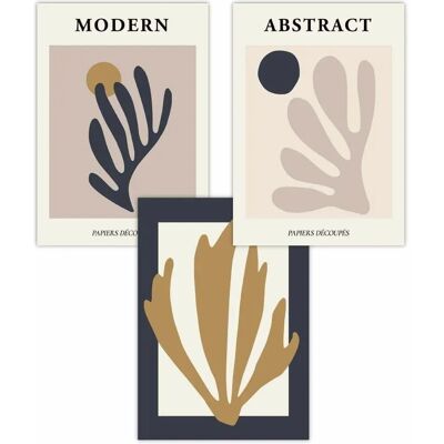 ARTZE Matisse Style Floral Cut Out - Navy & Yellow Art Poster ARTZE Matisse Style Floral Cut Out - Navy & Yellow Art Poster