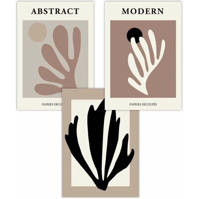 ARTZE - Matisse Style Floral Cut Out Set - Brown-Black - W50xH70cm - Wall art poster set ARTZE - Matisse Style Floral Cut Out Set - Brown-Black - W50xH70cm - Wall art poster set