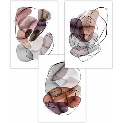 ARTZE - Abstract Watercolour Shapes - Purple Pink Orange - Wall Art Poster ARTZE - Abstract Watercolour Shapes - Purple Pink Orange - Wall Art Poster