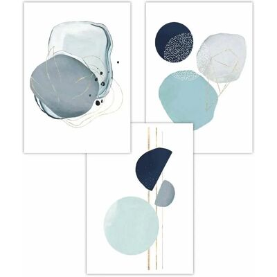ARTZE Abstract Blue Winter Moods Ice Art Posters - Set of 3 - Poster ARTZE Abstract Blue Winter Moods Ice Art Posters - Set of 3 - Poster