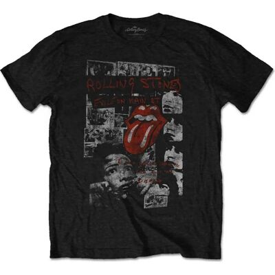 T-shirt Nero in Cotone dei Rolling Stones - Girocollo - Manica Corta - Ufficiale T-shirt Nero in Cotone dei Rolling Stones - Girocollo - Manica Corta - Ufficiale
