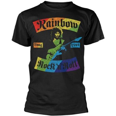 Rainbow Black Long Live Rock N Roll T-Shirt - T-Shirt Rainbow Black Long Live Rock N Roll T-Shirt - T-Shirt