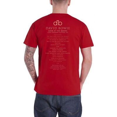 David Bowie Unisex Pheonix Festival Back Print Cotton T-Shirt - Red - Size: 40/Regular/14 David Bowie Unisex Pheonix Festival Back Print Cotton T-Shirt - Red - Size: 40/Regular/14