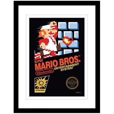 Image encadrée Super Mario NES - Noir/Blanc - Impression d'Art Image encadrée Super Mario NES - Noir/Blanc - Impression d'Art
