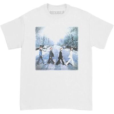 T-Shirt di Cotone Natale Abbey dei Beatles - Unisex Adulto Bianco/Nero T-Shirt di Cotone Natale Abbey dei Beatles - Unisex Adulto Bianco/Nero