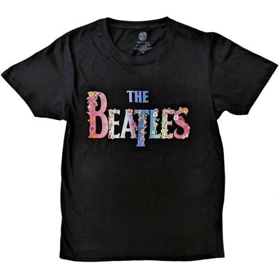 The Beatles Maglietta Unisex in Cotone con Logo e Fiori - Maglietta The Beatles Maglietta Unisex in Cotone con Logo e Fiori - Maglietta