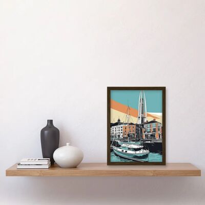 Artery8 - Portsmouth Dockyard - Linocut - Framed A4 Artery8 - Portsmouth Dockyard - Linocut - Framed A4