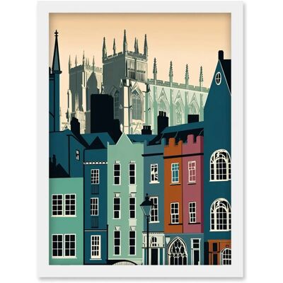 Artery8 - York Minster and Shambles Street Cityscape - A4 - Framed - Wall Art Print Artery8 - York Minster and Shambles Street Cityscape - A4 - Framed - Wall Art Print