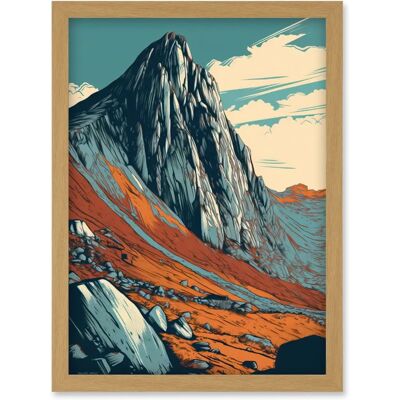 Artery8 - Tryfan Mountain Peak Landscape - Teal Brown - A4 - Wall Art Artery8 - Tryfan Mountain Peak Landscape - Teal Brown - A4 - Wall Art