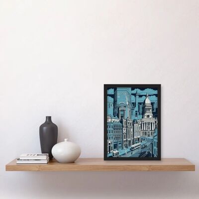 Artery8 - Belfast Cityscape City Centre Hall Linocut Style Artwork Framed Wall Art Print A4 - Wall Art Artery8 - Belfast Cityscape City Centre Hall Linocut Style Artwork Framed Wall Art Print A4 - Wall Art