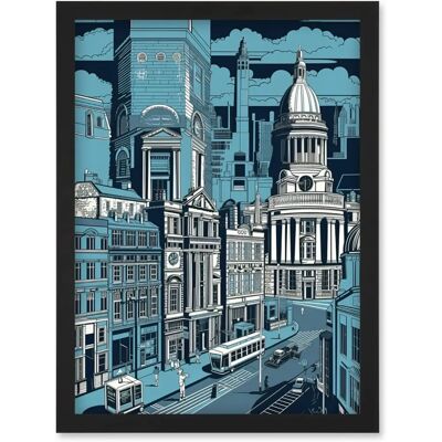 Artery8 - Belfast Cityscape City Centre Hall Linocut Style Artwork Framed Wall Art Print A4 - Wall Art Artery8 - Belfast Cityscape City Centre Hall Linocut Style Artwork Framed Wall Art Print A4 - Wall Art