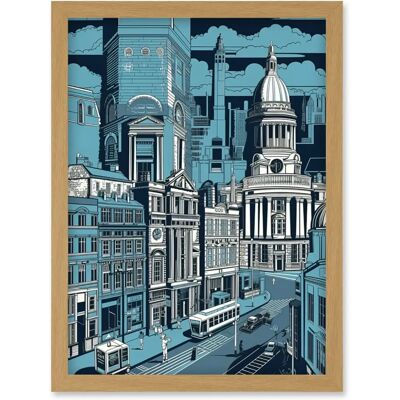 Artery8 - Belfast Cityscape Linocut - A4 - Framed Wall Art Artery8 - Belfast Cityscape Linocut - A4 - Framed Wall Art