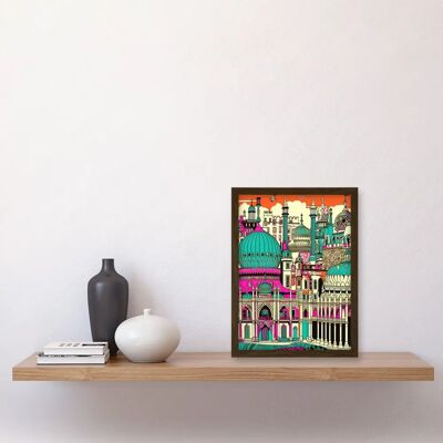 Artery8 - Brighton Royal Pavilion Palace Framed - Brown - A4 - Wall Art Artery8 - Brighton Royal Pavilion Palace Framed - Brown - A4 - Wall Art