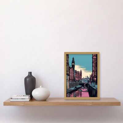 Artery8 - Leeds Canal Cityscape - A4 - Light Oak - Wall Art Artery8 - Leeds Canal Cityscape - A4 - Light Oak - Wall Art