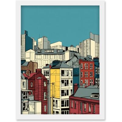 Artery8 Manchester City Architecture Styles Cityscape - A4 - white - Framed - Wall Art Artery8 Manchester City Architecture Styles Cityscape - A4 - white - Framed - Wall Art