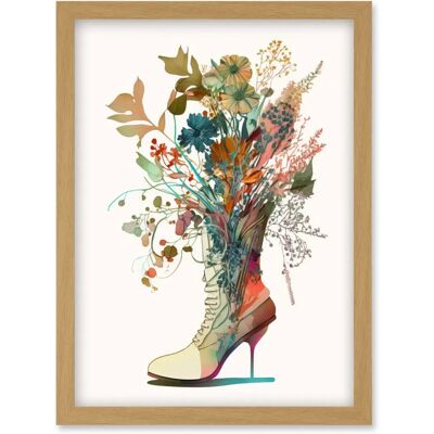 Artery8 - Wildflower Bouquet in a Stiletto Heel Combat Boot - A4 - Wall Art Print Artery8 - Wildflower Bouquet in a Stiletto Heel Combat Boot - A4 - Wall Art Print