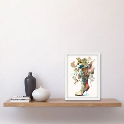 Artery8 - Wildflower Bouquet in Stiletto Boot - Wall Art Artery8 - Wildflower Bouquet in Stiletto Boot - Wall Art