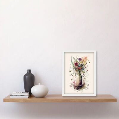 Artery8 - Spring Wildflower Floral Bouquet in a Wine Bottle - White - Wall Art Print Artery8 - Spring Wildflower Floral Bouquet in a Wine Bottle - White - Wall Art Print