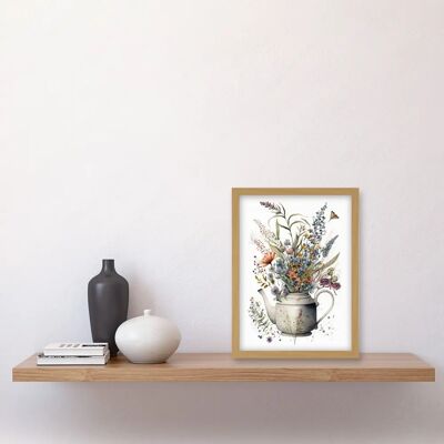Artery8 Spring Wildflower Bouquet - A4 - light oak frame - Art print Artery8 Spring Wildflower Bouquet - A4 - light oak frame - Art print