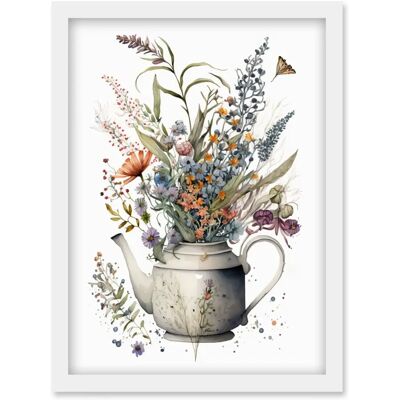 Artery8 - Spring Wildflower Bouquet Teapot Artwork - A4 - Framed - Wall Art Print Artery8 - Spring Wildflower Bouquet Teapot Artwork - A4 - Framed - Wall Art Print